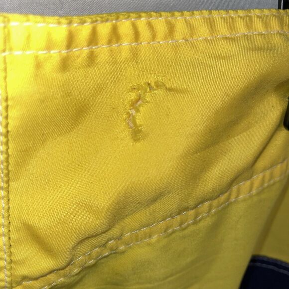 Corona Extra Board Shorts Men’s Size 34 Blue Yellow Drawstring Pocket Side - Picture 10 of 12